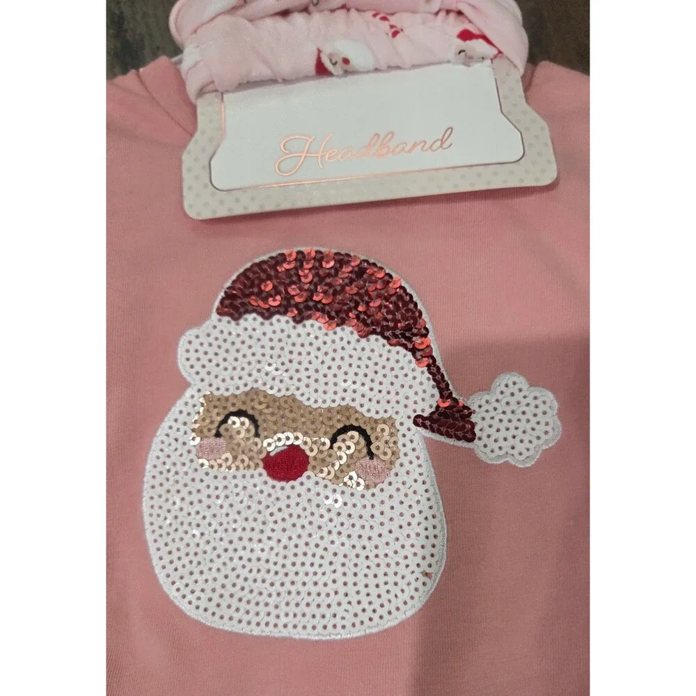 2 Piece Christmas Outfit With Sequins And Headband NWT Size 12 Months B10